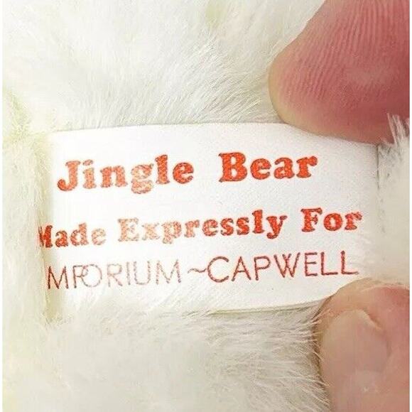 Vtg Emporium Capwell Jingle Bear Girl Christmas Plush Stuffed White Teddy Bear - Picture 7 of 7
